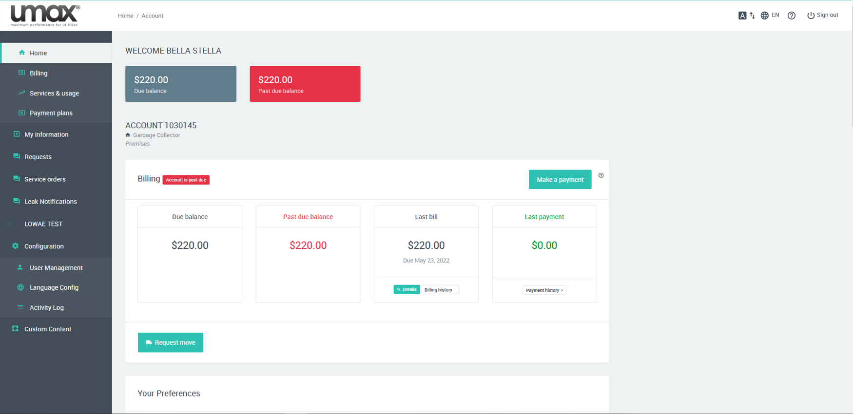 Desktop image of the old version of the Customer Self-Service project homepage before the redesign